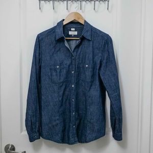 Loft Blue Chambray Softened Shirt Medium